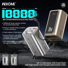 Wekome WP-72 Power Bank 10000mAh – 35W Fast Charging, Retractable Type-C Cable, LED Display The Wonders Mart Trading™