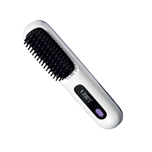 DENX DX1358 Wireless Straight Hair Comb – Cordless Ceramic Heated Brush with 3 Heat Settings & 4000mAh Battery | Lightweight Portable Hair Styler for Quick Touch-Ups