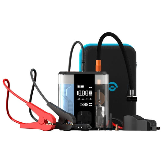 Powerology Portable Jump Starter & Air Compressor – 8800mAh Battery, 150PSI Tire Inflator, 20W USB-C PD Charging, Digital Display – Supports Up to 5L Petrol & 3L Diesel Engines