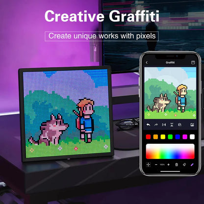 iDotMatrix LED Pixel Display, 32x32 Programmable Pixel Art Display with APP Control for Kids Boys Girls, Creative Animations, Fun Text and Digital Clock, Gaming Accessories for Desk/Wall Room Decor