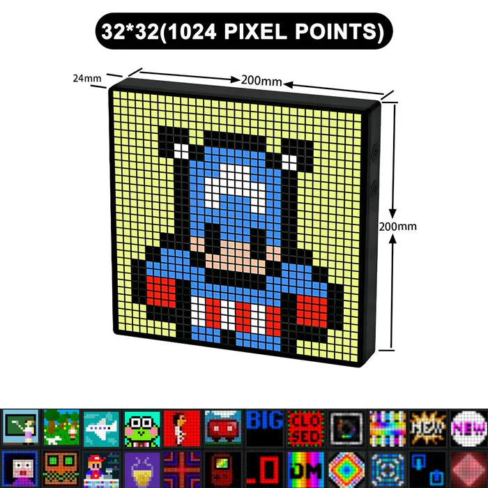 iDotMatrix LED Pixel Display, 32x32 Programmable Pixel Art Display with APP Control for Kids Boys Girls, Creative Animations, Fun Text and Digital Clock, Gaming Accessories for Desk/Wall Room Decor