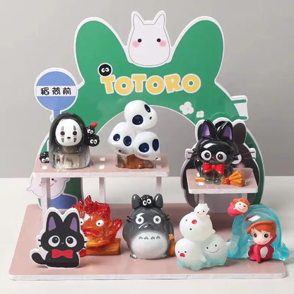 
Ghibli Spirits light-up mini figure collection on a decorative display stand; stand and additional figures are not included.