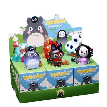 
Ghibli Spirits figures showing illuminated details on a six-box display carton; lighting varies by design and one random figure is included.