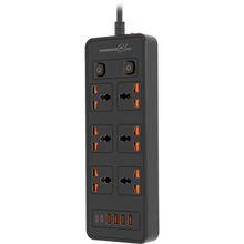 Porodo Blue 6-AC Power Strip with 2 USB-C & 4 USB-A Ports – 3m – Black – official product image 1