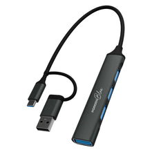 Porodo Blue 4-in-1 USB Hub with Interchangeable USB-A & USB-C Heads – Grey – official product image 1