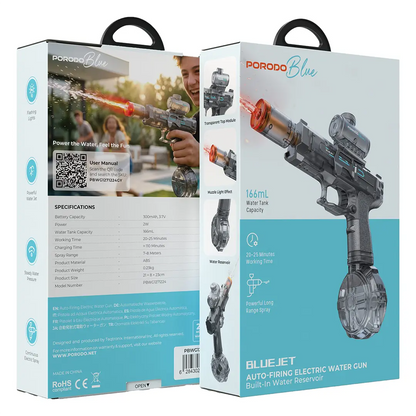 
Porodo Blue Auto-Firing Electric Water Gun with Flashing Lights – Grey – official product image 3