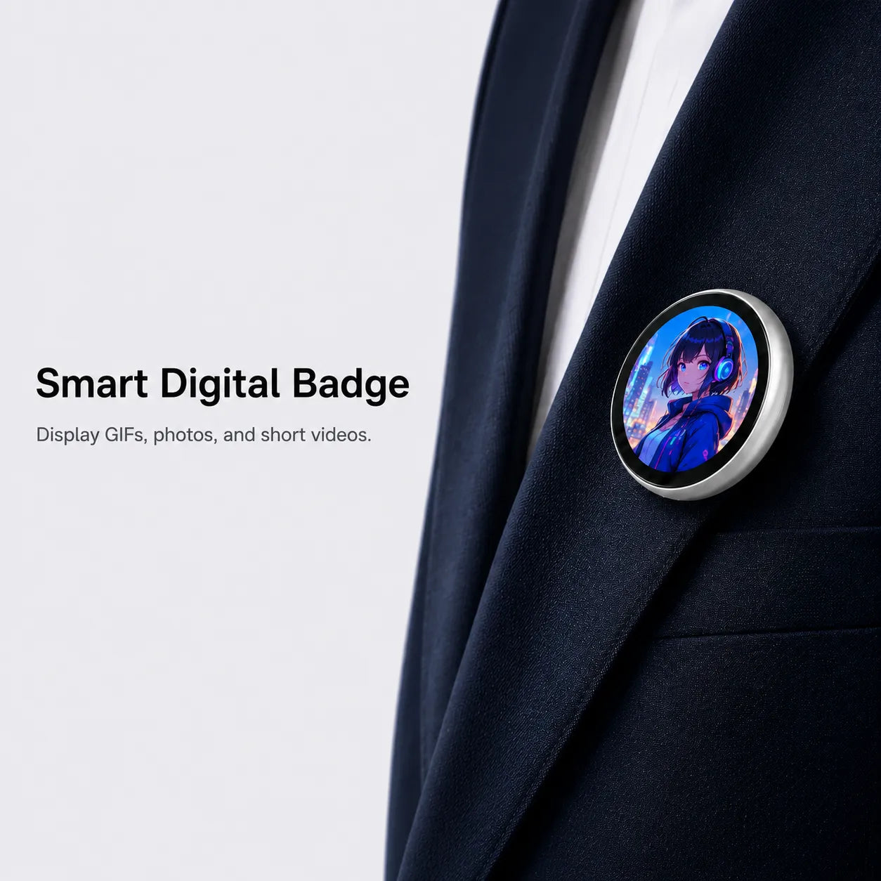 N88 Smart Digital E-Badge – 1.85” Touchscreen Magnetic GIF & Video Display Badge The Wonders Mart Trading™