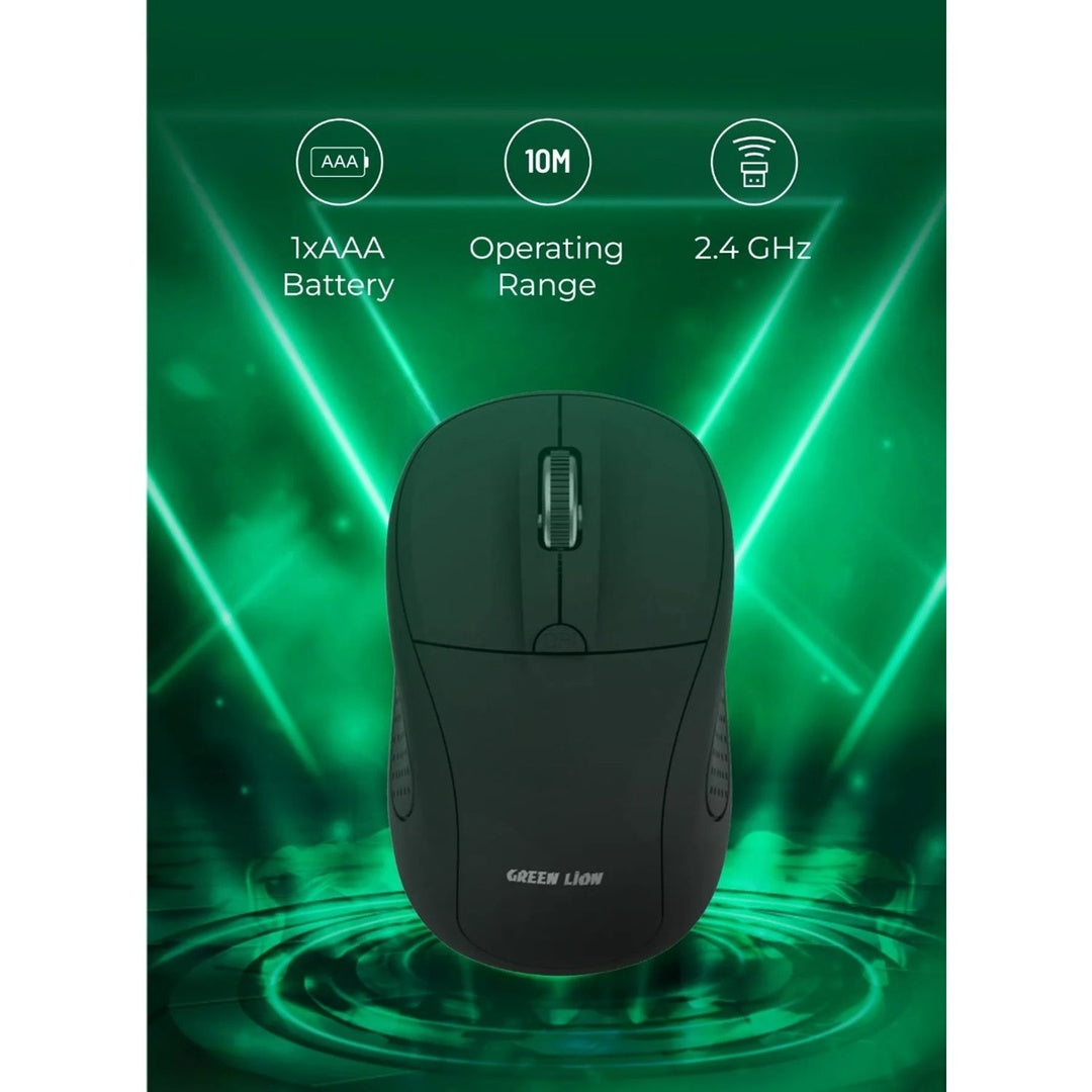 Green Lion G200 Wireless Mouse – 2.4GHz Adjustable DPI Mouse (Black) The Wonders Mart Trading™