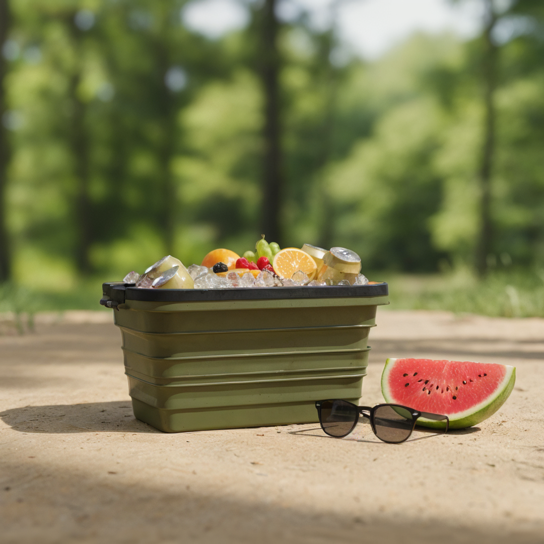 Green Lion Folding Basket with Built-In Table – 32L Portable Storage & Camping Basket (Green) The Wonders Mart Trading™