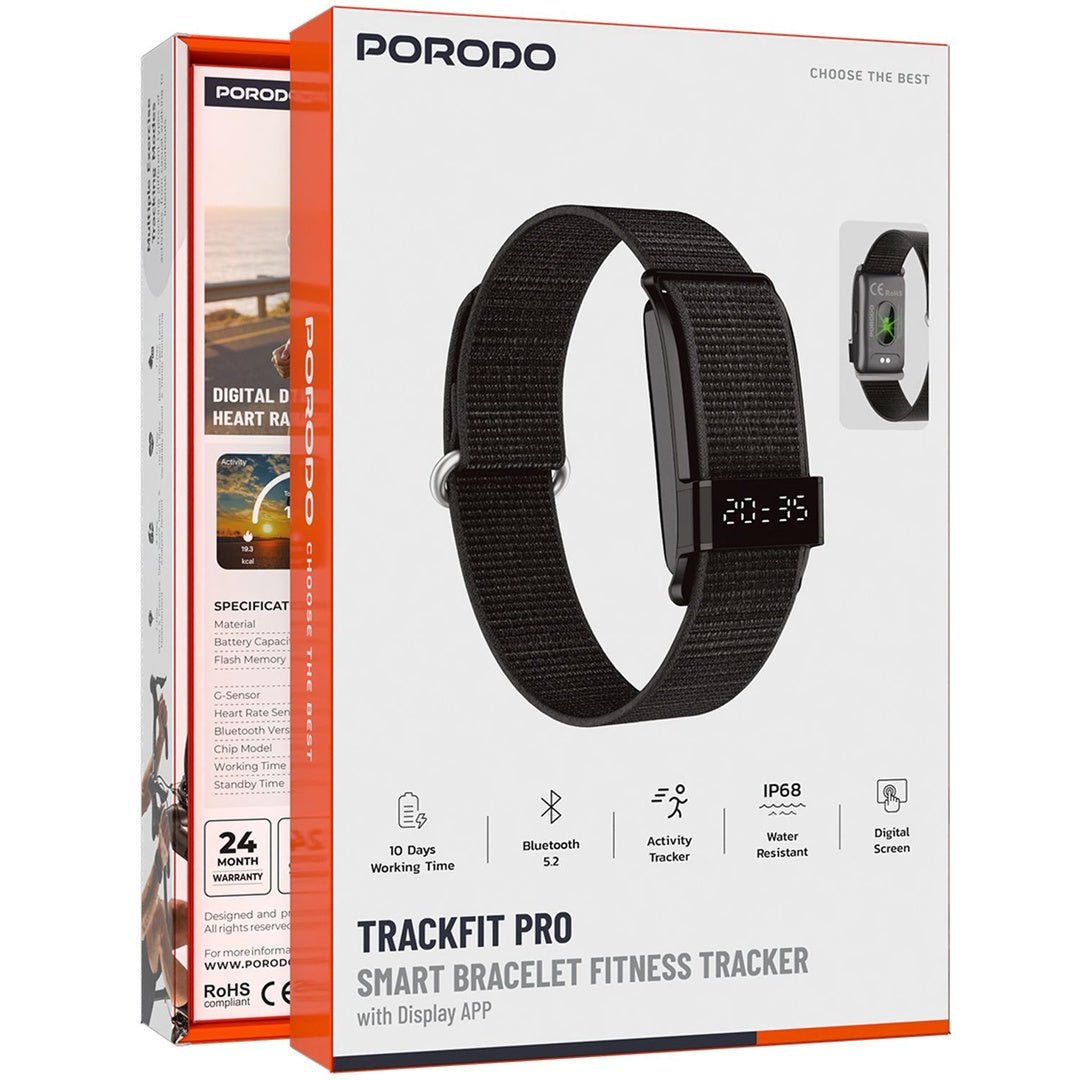 Porodo Trackfit Pro Smart Bracelet – Fitness Tracker with Health Monitoring & App Support The Wonders Mart Trading™