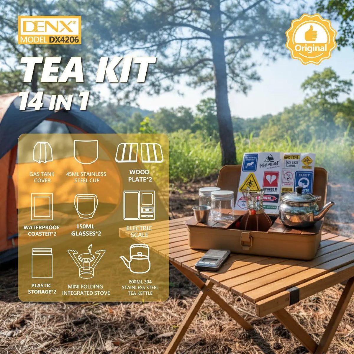 
Portable Camping Tea Set with Metal Storage Box, Kettle, Mini Gas Stove & Cups – Outdoor Tea & Coffee Kit for Camping & Desert Trips The Wonders Mart Trading™