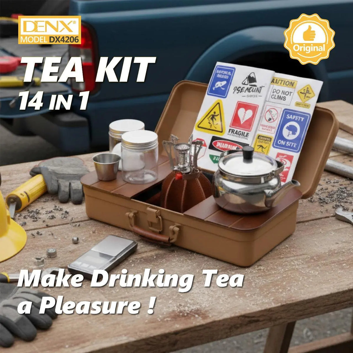 
Portable Camping Tea Set with Metal Storage Box, Kettle, Mini Gas Stove & Cups – Outdoor Tea & Coffee Kit for Camping & Desert Trips The Wonders Mart Trading™