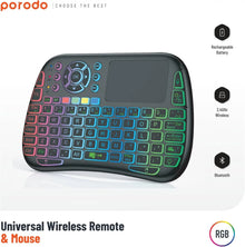 Porodo Mini Wireless Keyboard Touch Combo – 2.4GHz + Bluetooth | Built-In Mousepad, RGB, English/Arabic Layout, Universal Compatibility The Wonders Mart Trading™