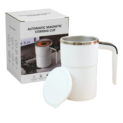 Automatic Stirring Coffee Mug – LED Temp Display, Rechargeable Magnetic Mixer, 380ml – Portable Stainless Steel Thermos for Coffee, Tea, & More