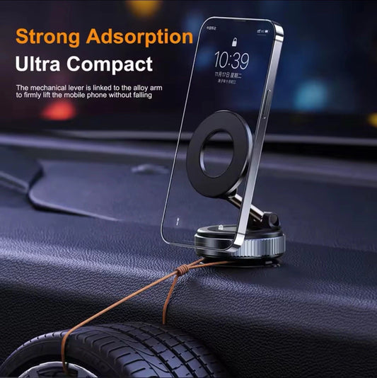 K007 Foldable Magnetic Car Phone Holder – 360° Adjustable Mount with Vacuum Suction