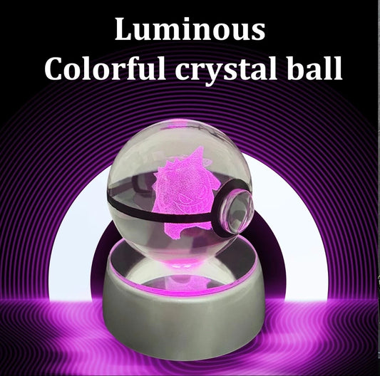 Pokémon 3D Crystal Ball Night Light – Laser Engraved with LED Base