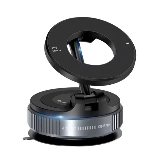 K007 Foldable Magnetic Car Phone Holder – 360° Adjustable Mount with Vacuum Suction