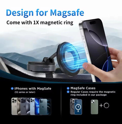 K007 Foldable Magnetic Car Phone Holder – 360° Adjustable Mount with Vacuum Suction