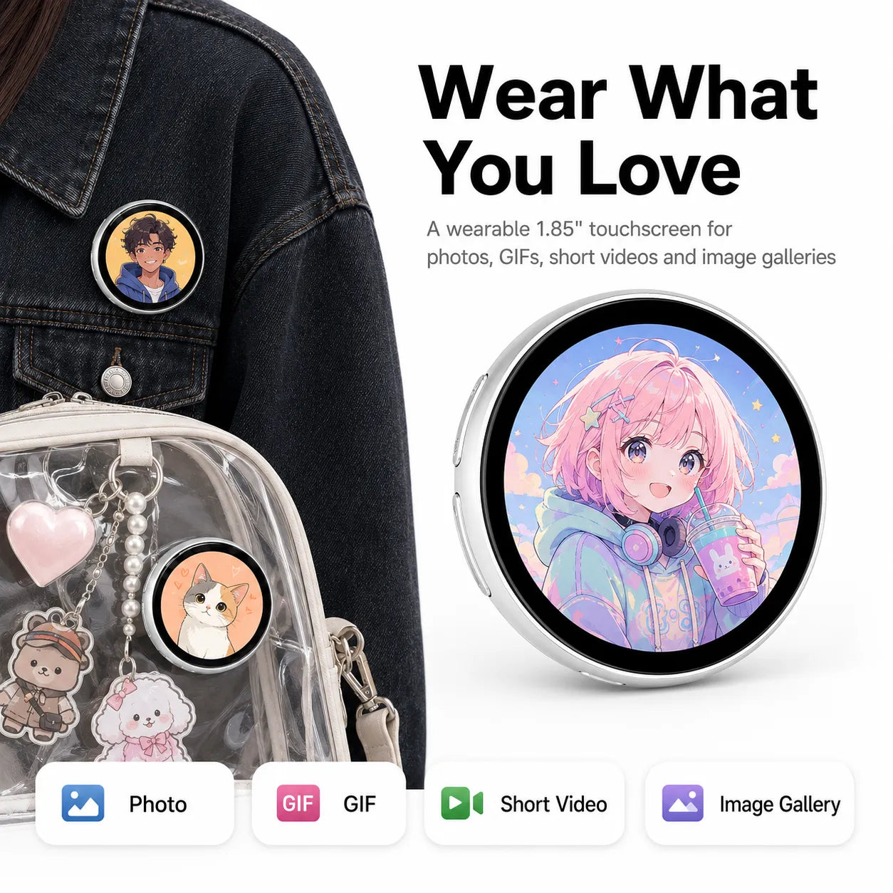 N88 Smart Digital E-Badge – 1.85” Touchscreen Magnetic GIF & Video Display Badge The Wonders Mart Trading™