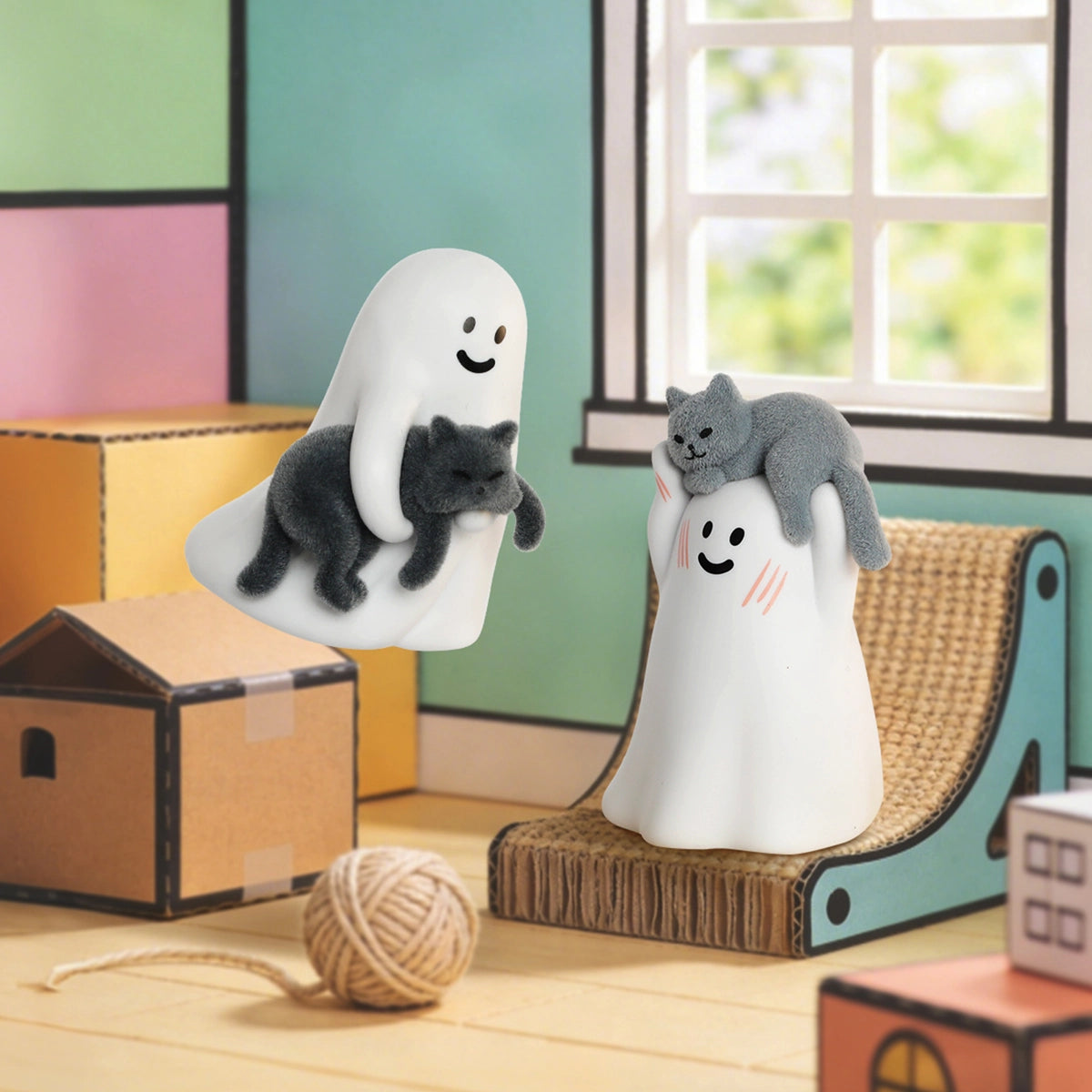 
52TOYS GHODY Behold My Cat flocked grey cat figures