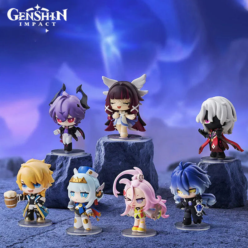
POP MART Genshin Impact Gathering Chibi Series Figures — complete series lineup including secret design; lineup reference only, one random retail unit per purchase.
