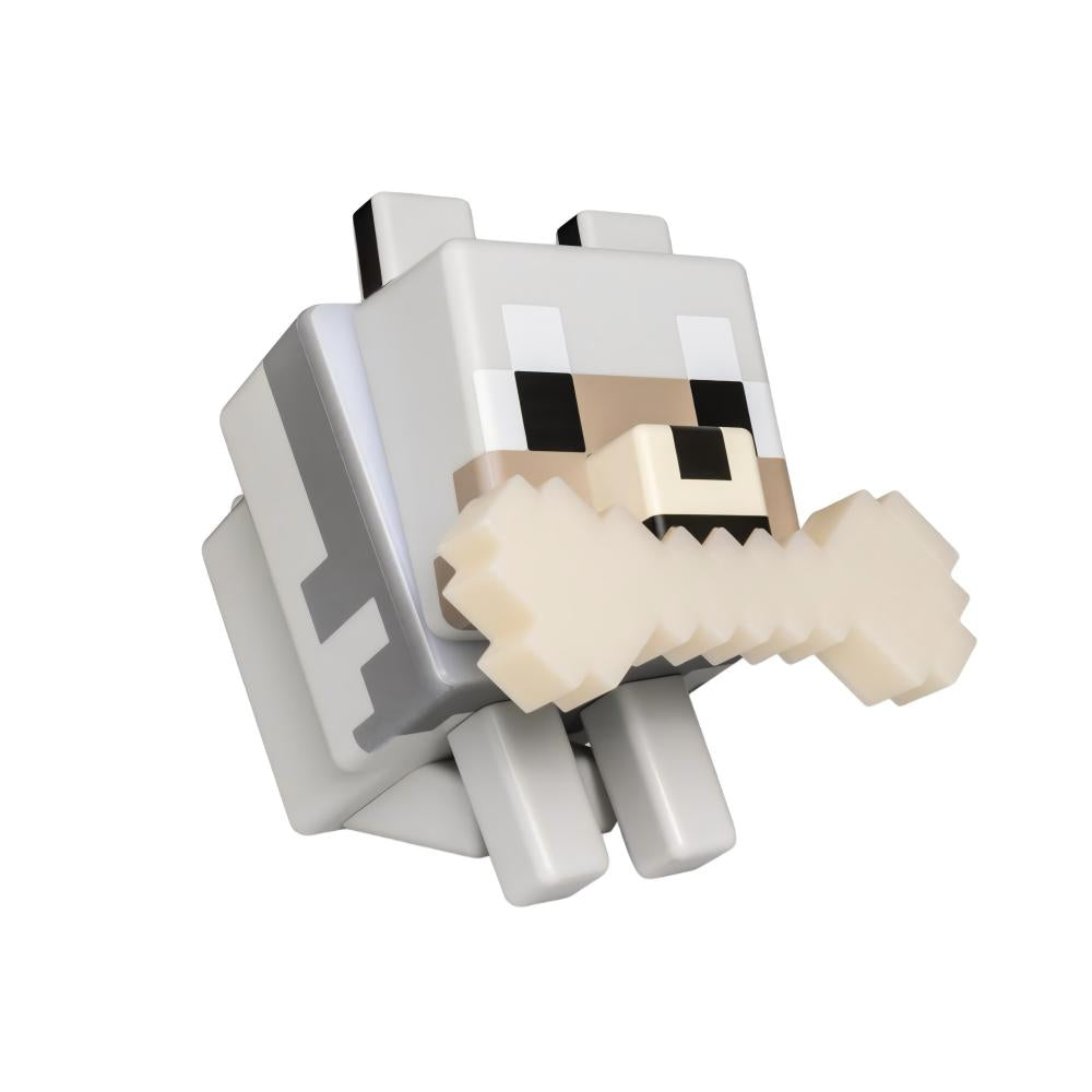 
Wolf holding bone night light on white