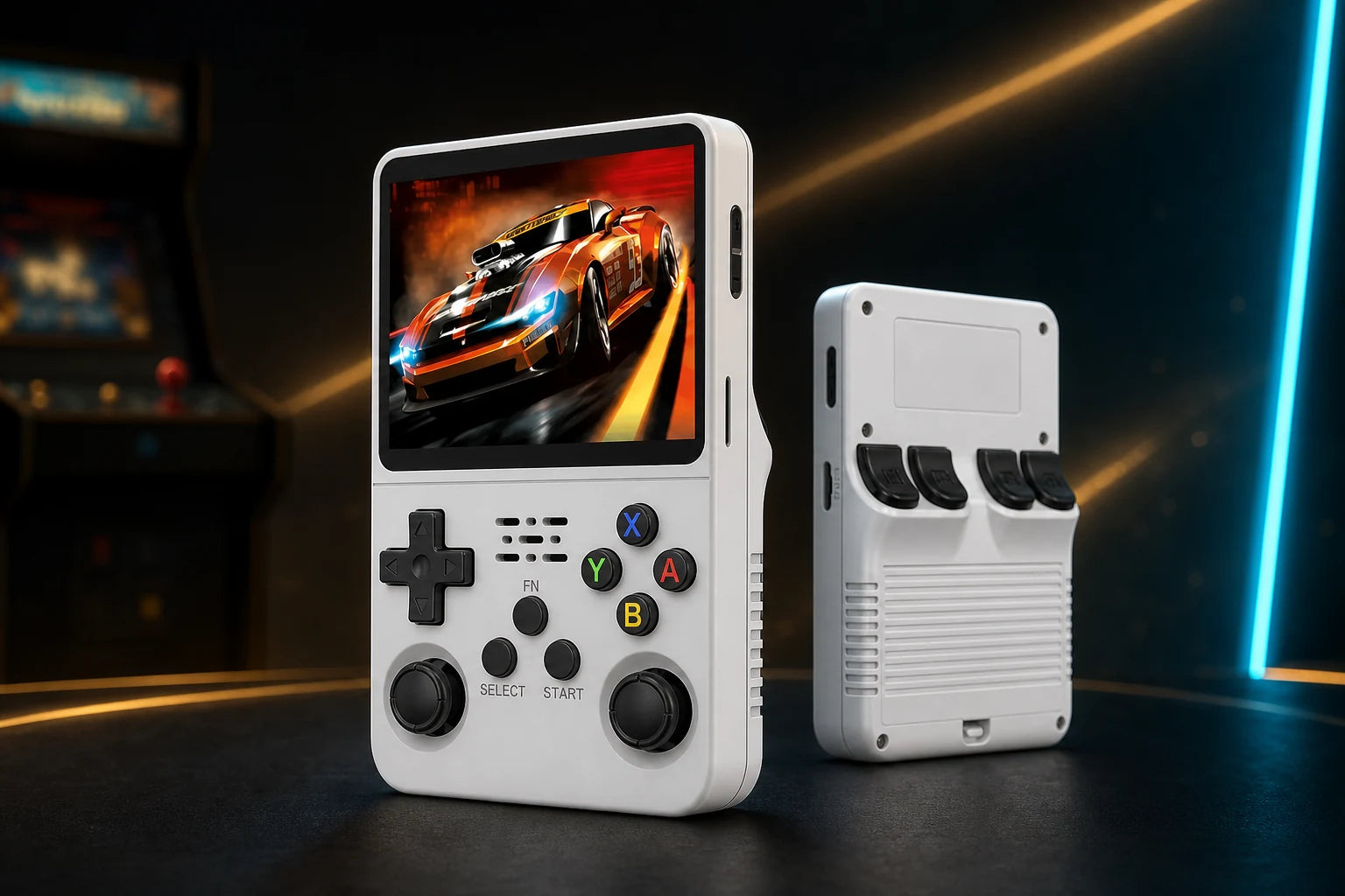 White retro handheld gaming console