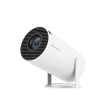 Portable Projector Android Auto Keystone Correction 4K/ 200 ANSI with 2.4/5G WiFi, BT 5.0, 130 Inch Screen, 180 Degree Flip, Round Design